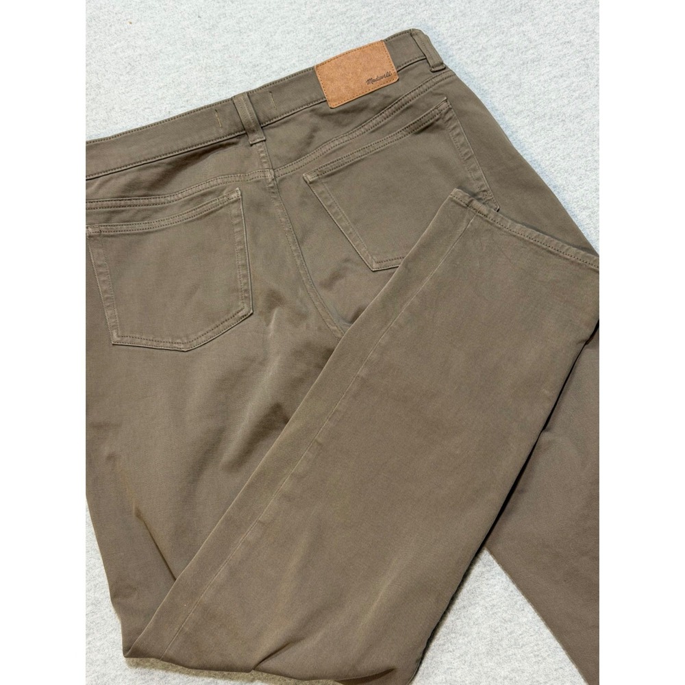 Madewell Mens The 1991 Straight Leg Pants Brown Olive 32x32 Cotton Stretch